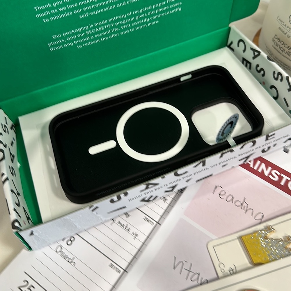Casetify iPhone 14 pro case black mirror mag safe compatible